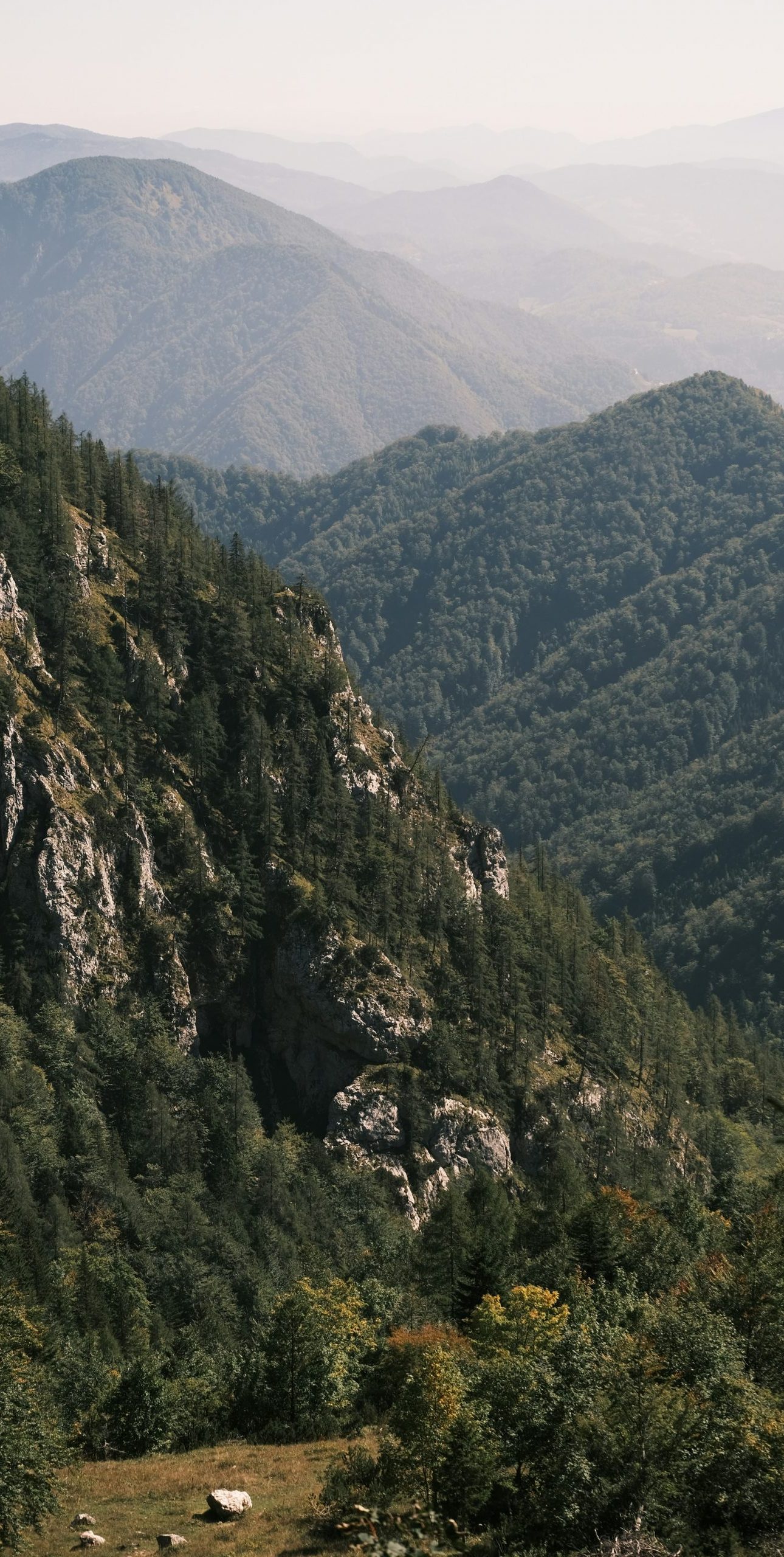 Mountain lying in the fog